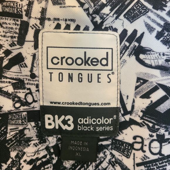 RARE Crooked Tongues Adidas XL Full Zip Track Jacket BK3 Adicolor Black Series - Picture 7 of 11